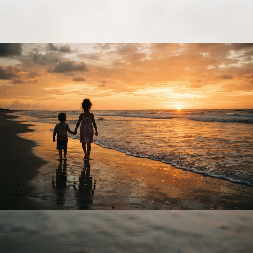 Kinderen bij zonsondergang